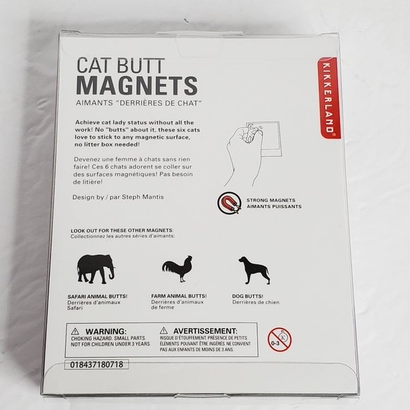 Kikkerland Cat Butt Magnets - Set of 6 - Picture 4 of 5